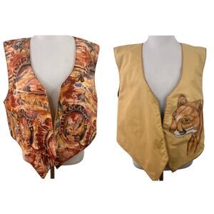 Chaco Canyon Hohokam Tucson AZ Native American Mountain Lion Reversible Vest